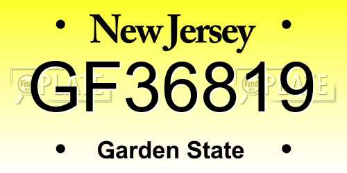 GF36819 New Jersey License Plate