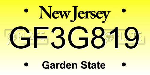 GF3G819 New Jersey License Plate