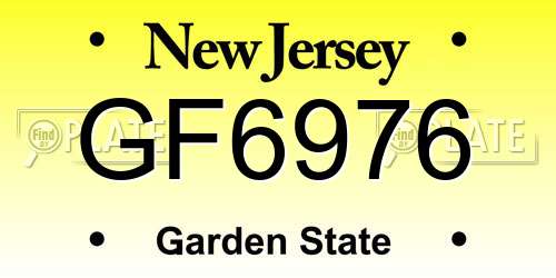 GF6976 New Jersey License Plate