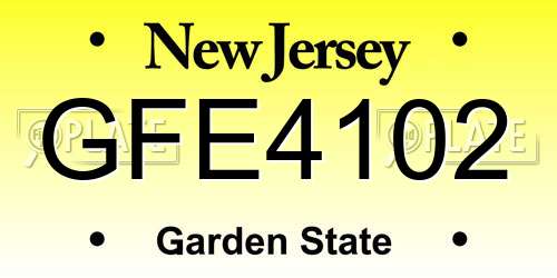 GFE4102 New Jersey License Plate