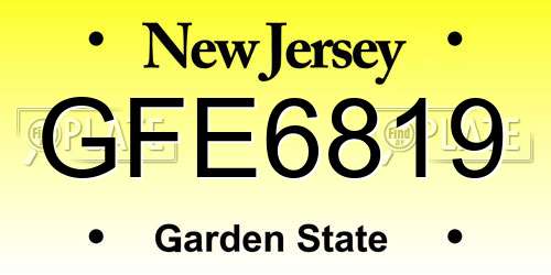 GFE6819 New Jersey License Plate