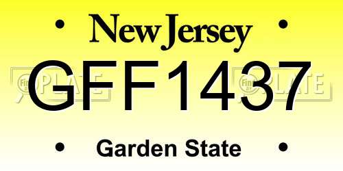 GFF1437 New Jersey License Plate
