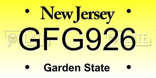 GFG926 New Jersey License Plate