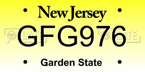 GFG976 New Jersey License Plate