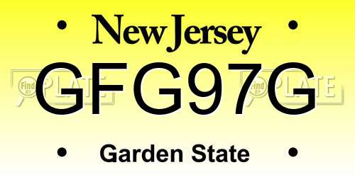 GFG97G New Jersey License Plate