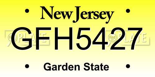 GFH5427 New Jersey License Plate