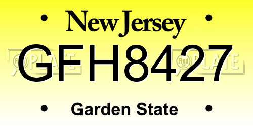 GFH8427 New Jersey License Plate