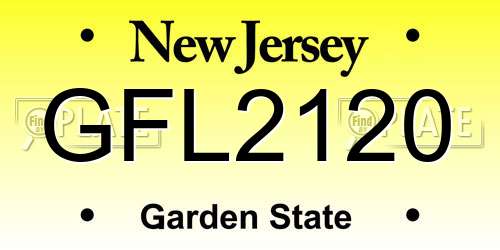 GFL2120 New Jersey License Plate