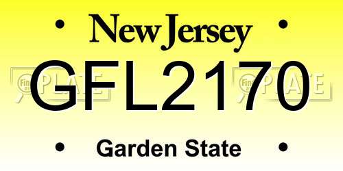 GFL2170 New Jersey License Plate