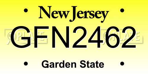 GFN2462 New Jersey License Plate