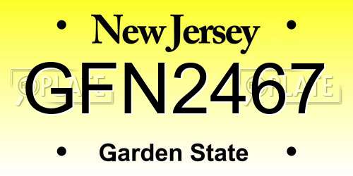 GFN2467 New Jersey License Plate