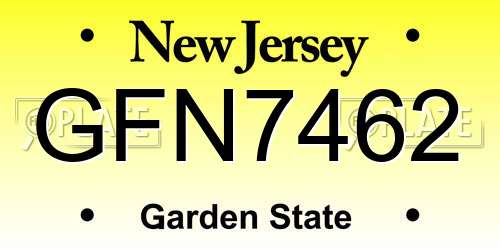 GFN7462 New Jersey License Plate