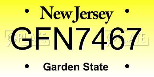 GFN7467 New Jersey License Plate