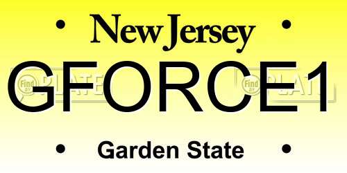 GFORCE1 New Jersey License Plate