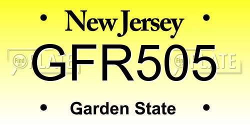 GFR505 New Jersey License Plate
