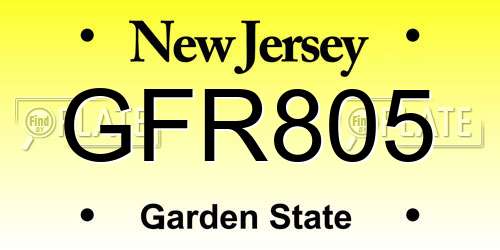 GFR805 New Jersey License Plate