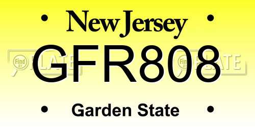 GFR808 New Jersey License Plate