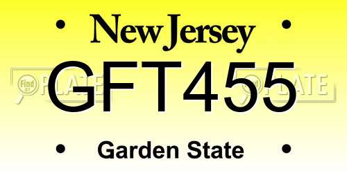 GFT455 New Jersey License Plate