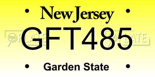 GFT485 New Jersey License Plate
