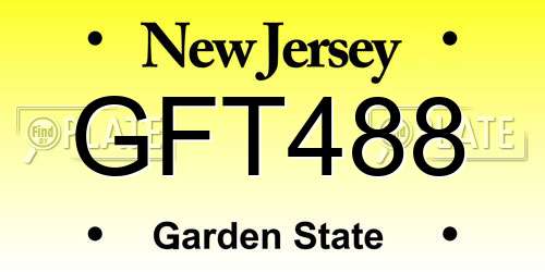 GFT488 New Jersey License Plate