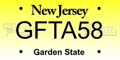 GFTA58 New Jersey License Plate