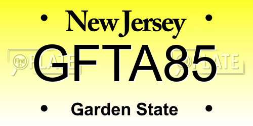 GFTA85 New Jersey License Plate