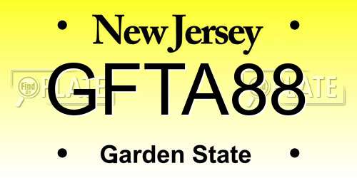 GFTA88 New Jersey License Plate
