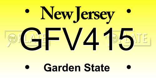 GFV415 New Jersey License Plate