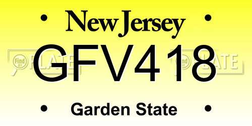 GFV418 New Jersey License Plate