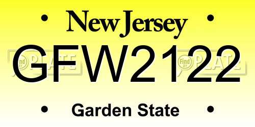 GFW2122 New Jersey License Plate