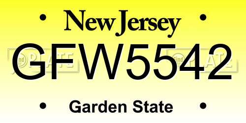GFW5542 New Jersey License Plate