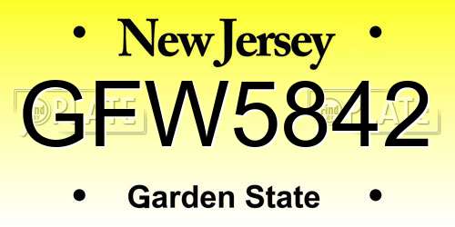 GFW5842 New Jersey License Plate