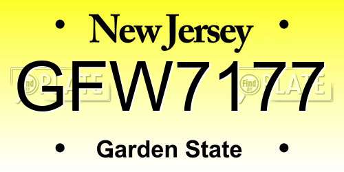 GFW7177 New Jersey License Plate