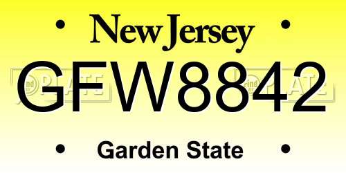GFW8842 New Jersey License Plate