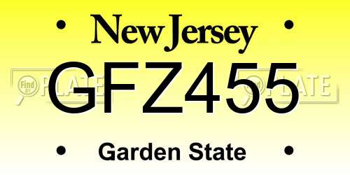 GFZ455 New Jersey License Plate