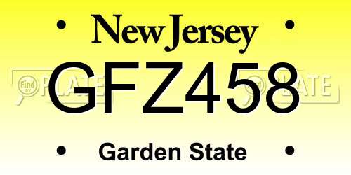 GFZ458 New Jersey License Plate