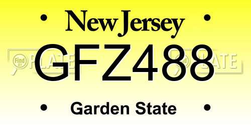 GFZ488 New Jersey License Plate