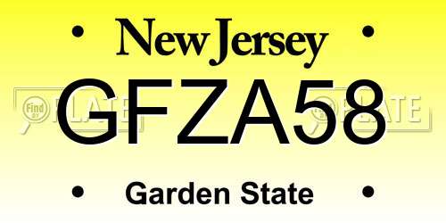 GFZA58 New Jersey License Plate