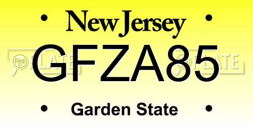 GFZA85 New Jersey License Plate