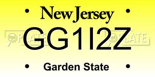 GG1I2Z New Jersey License Plate