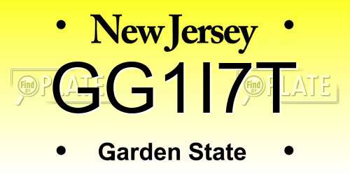 GG1I7T New Jersey License Plate