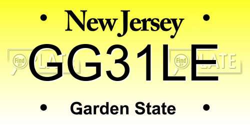 GG31LE New Jersey License Plate