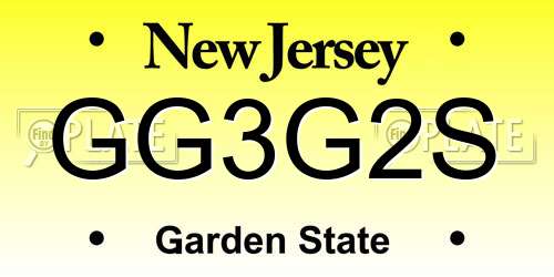 GG3G2S New Jersey License Plate