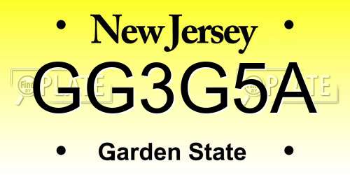 GG3G5A New Jersey License Plate