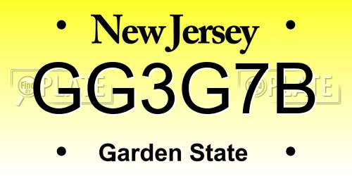 GG3G7B New Jersey License Plate