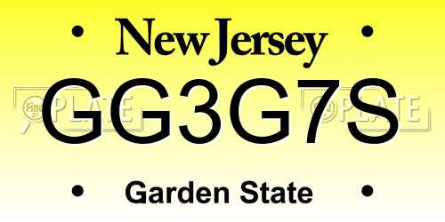 GG3G7S New Jersey License Plate