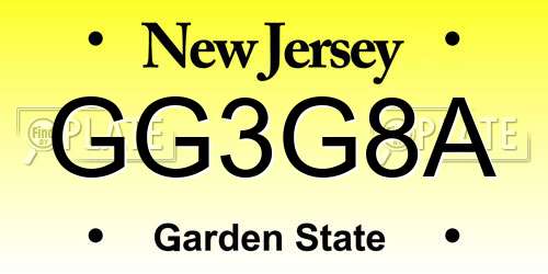 GG3G8A New Jersey License Plate
