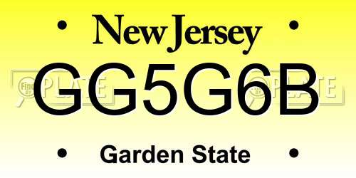 GG5G6B New Jersey License Plate
