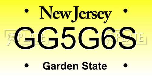 GG5G6S New Jersey License Plate
