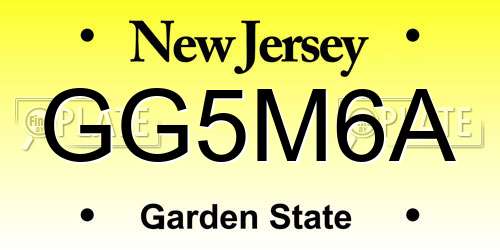 GG5M6A New Jersey License Plate